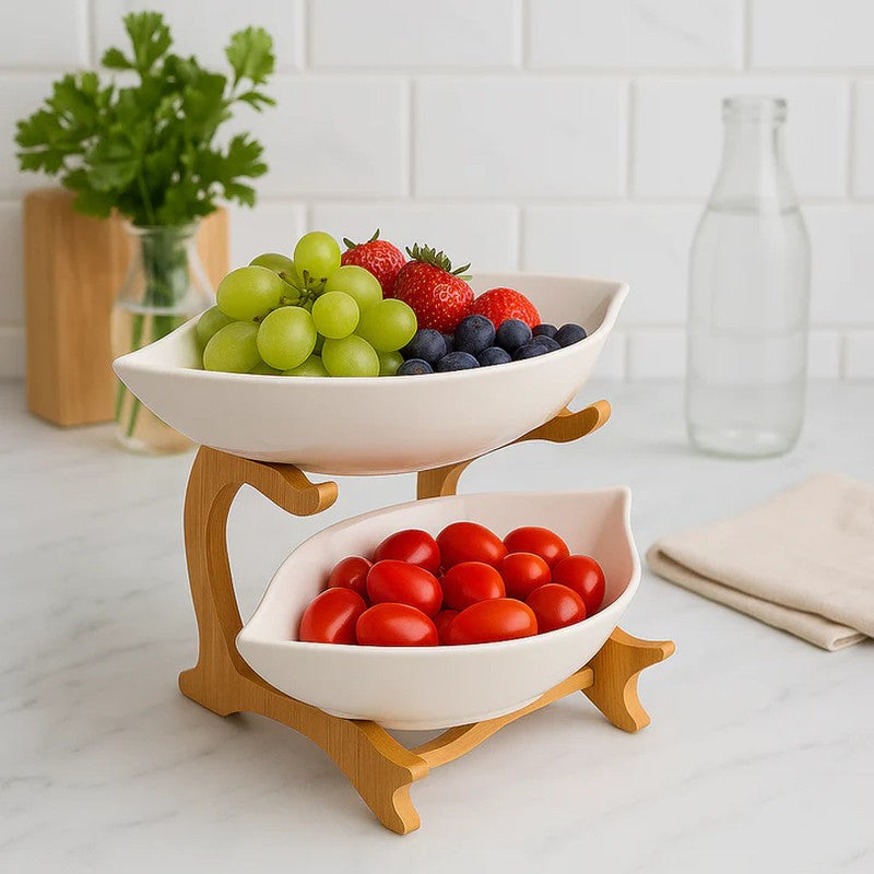 NatureNest Two Tier Leaf Serving Bowl - Set Of Two