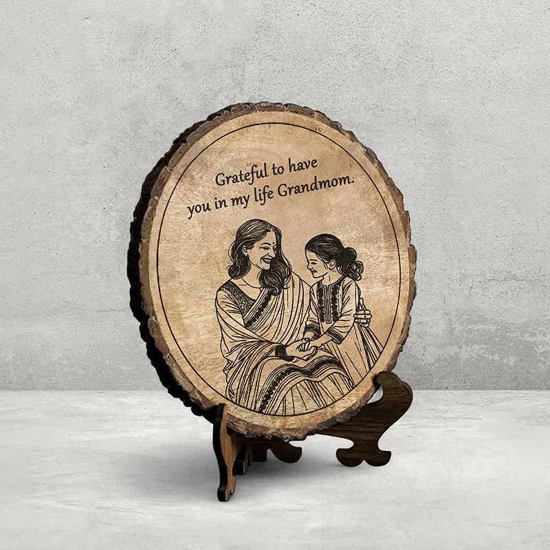 Grateful To Grandma Wood Showpiece - Round media 3