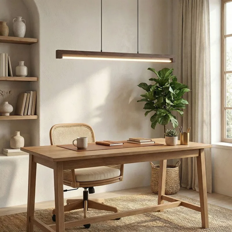Grazia Linear LED Wooden Ceiling Lamp - Brown media 1