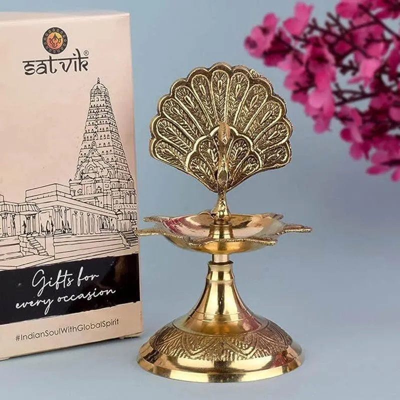 Flying Mayoor Brass Diya media 1