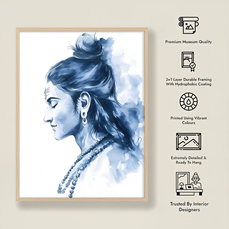 Moksha Shiva Spiritual Archival Paper Wall Painting - Natural Brown Frame media 8