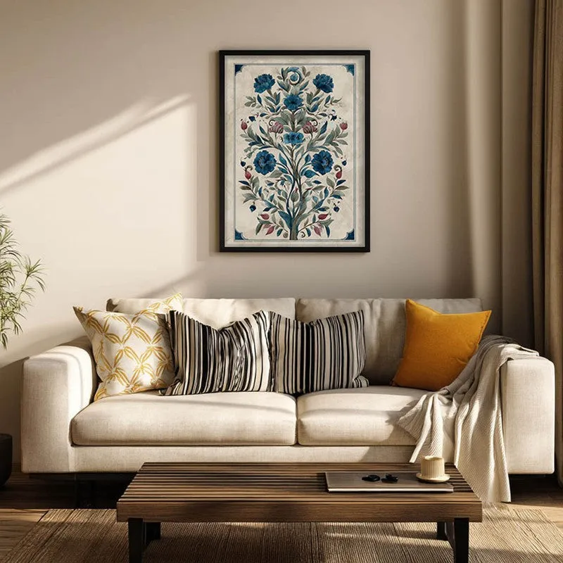 Floral Folk Art Canvas Wall Painting With Black Frame media 4