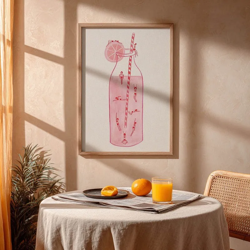 Summer Bloom Sip Archival Canvas Wall Art - Brown media 4