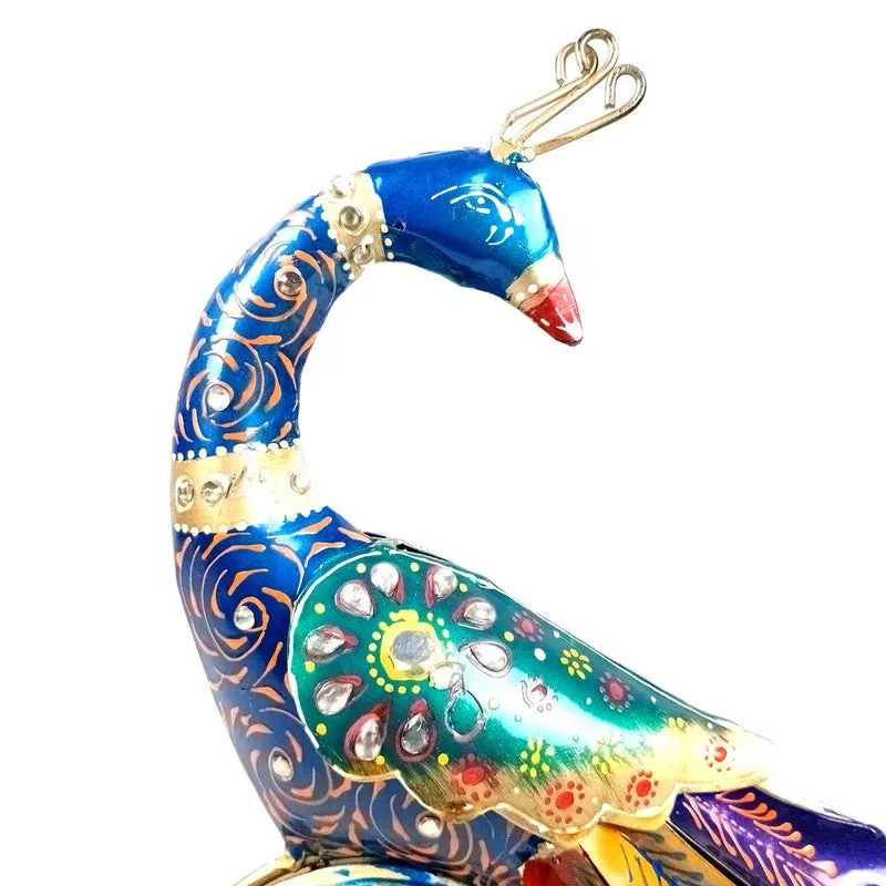 Multicolor Peacock Iron Table Clock media 9