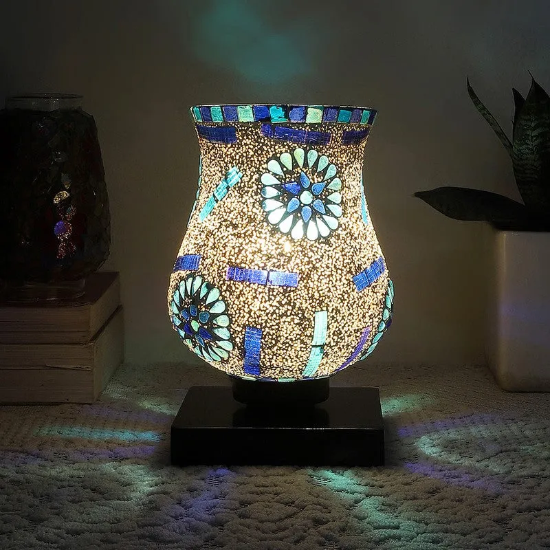 Gleamira Mosaic Glass Wooden Table Lamp - Multicolor media 1