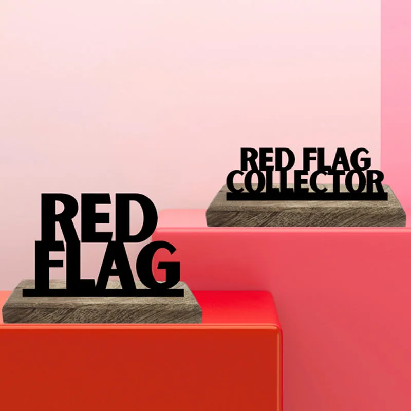 Red Flag Collector Typography Showpiece - Set Of Two media 3