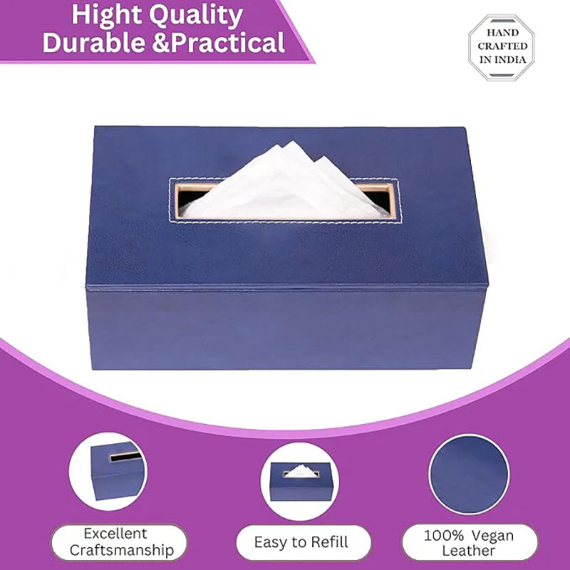 Elvan Faux Leather Tissue Holder - Blue media 6