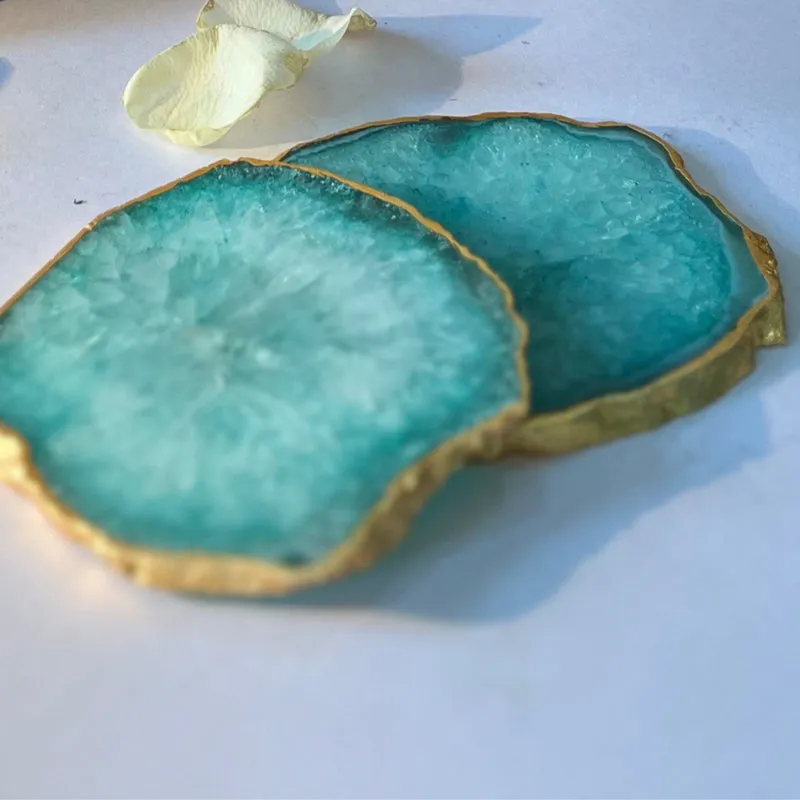 Celeste Handcrafted Crystal Agate Coaster (Green) - Set Of Two media 4