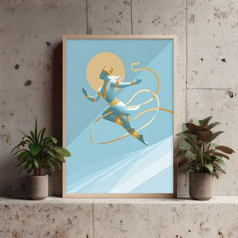 Powerful Sri Hanuman Archival Paper Wall Art - Natural Brown Frame media 3