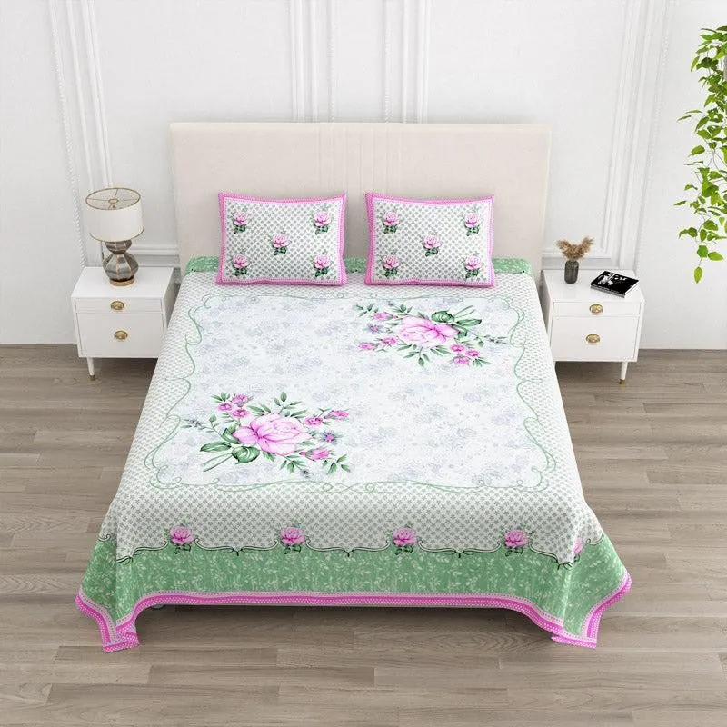 Jasper Floral Cotton Bedsheet (Pink) - 180 TC media 1