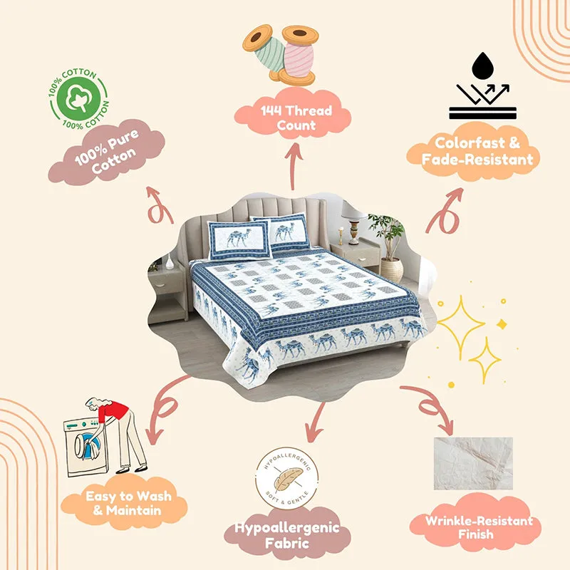 Bringa Cotton Bedsheet (Blue) - 180 TC media 5