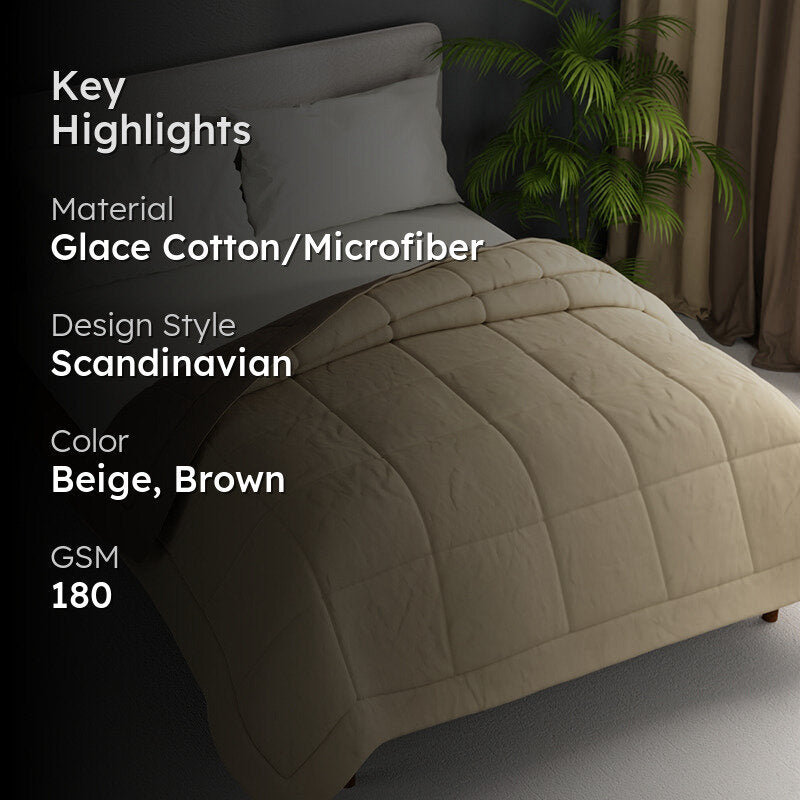 Herbert Reversible Solid Comforter (Beige) - 120 GSM media 2