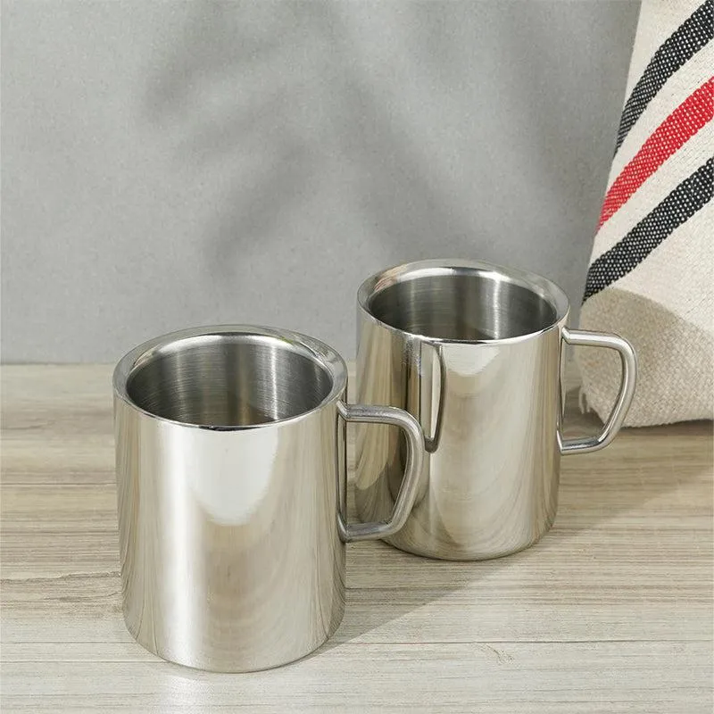 Deeva Stainless Steel Coffee Mug (250 mL Each) - Set of Two media 3
