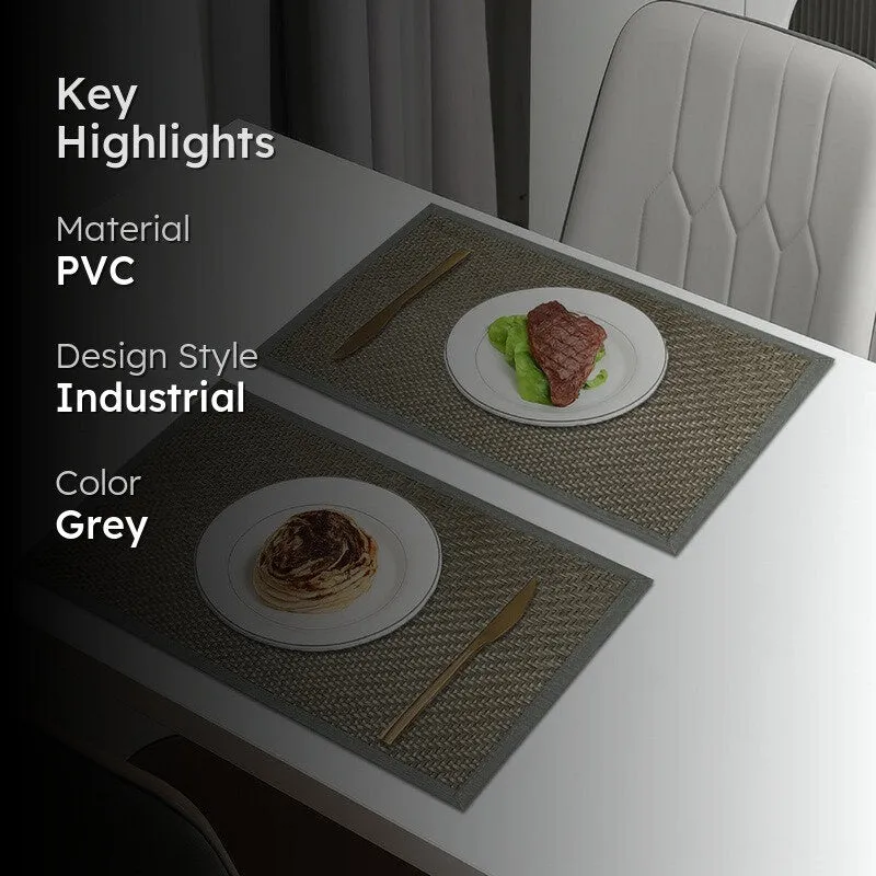 Rustayne Grey Rectangle PVC Table Mats - Set Of Two media 2