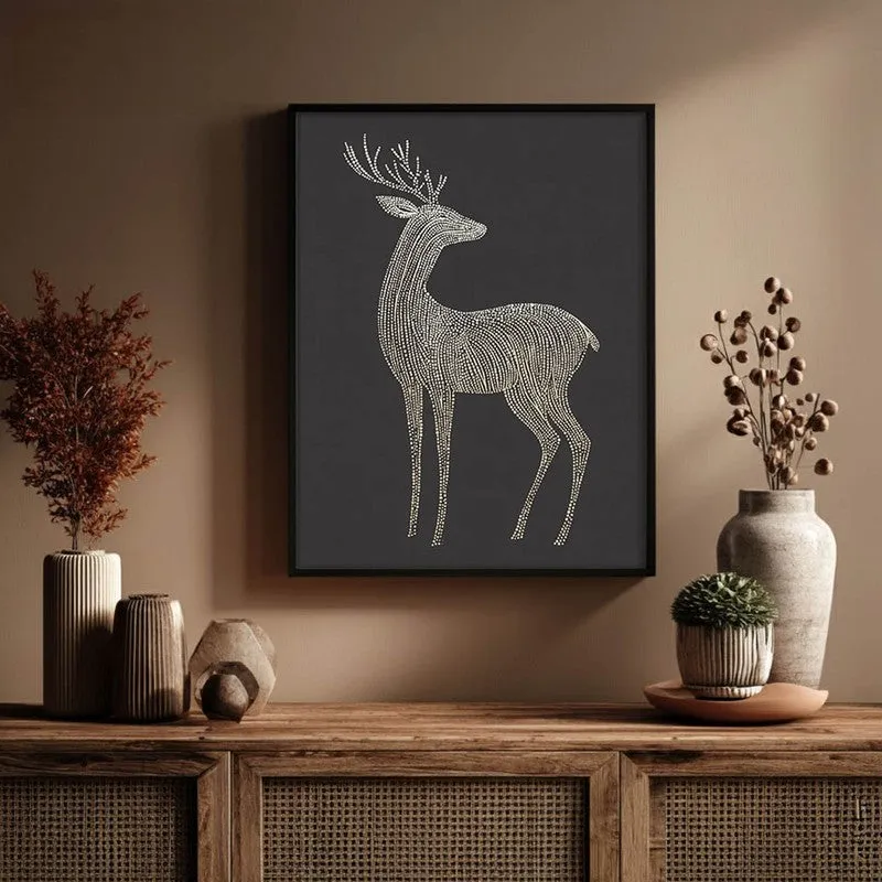 Majestic Deer Illustration Canvas Wall Painting With Black Frame media 6