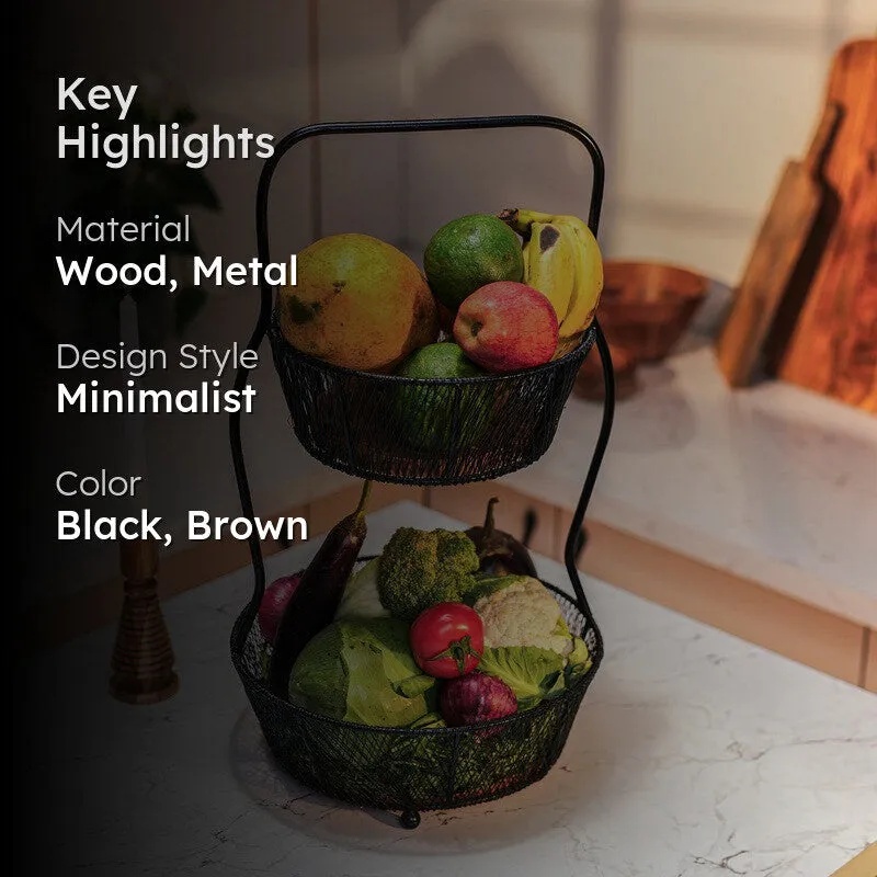 OrchardRise Metal Two-Tier Fruit Basket media 2