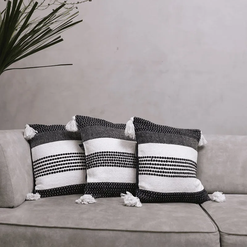 Tuft & Tumble Tufted Cushion Cover (Black & White) - Set Of Three media 1