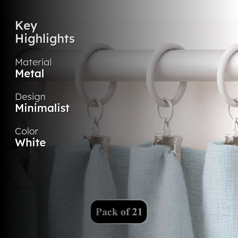 Easy Hang Curtain Rings with Clip (White) - Set of Twenty One media 2