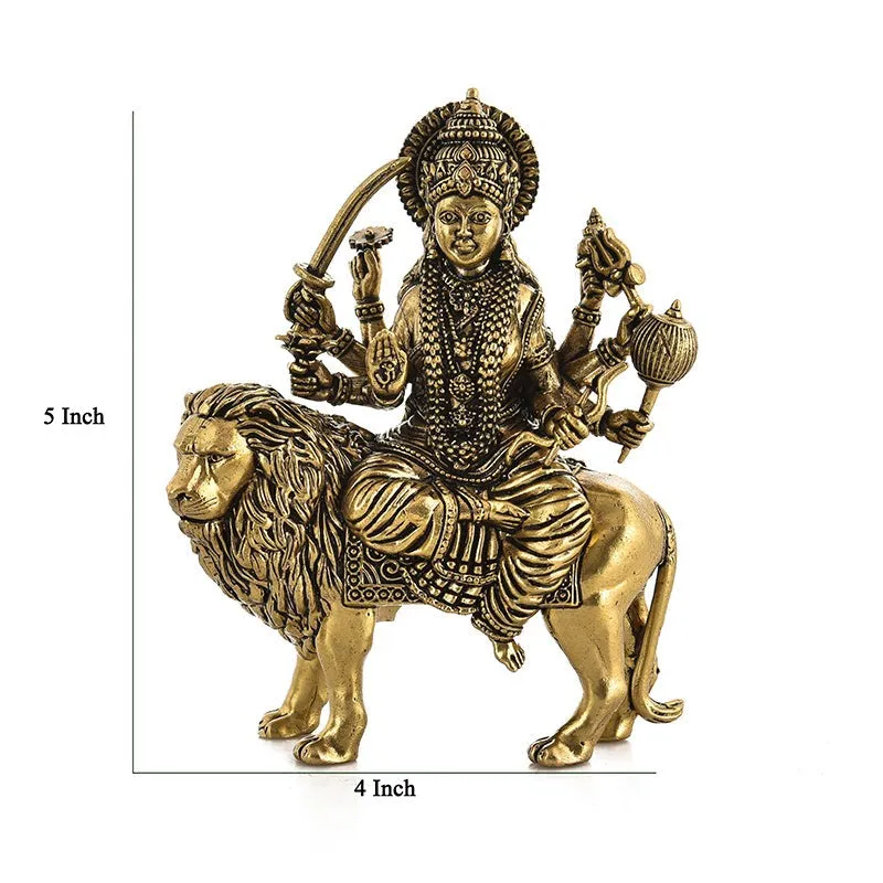 Exquisite Durga Brass Idol - Gold media 7