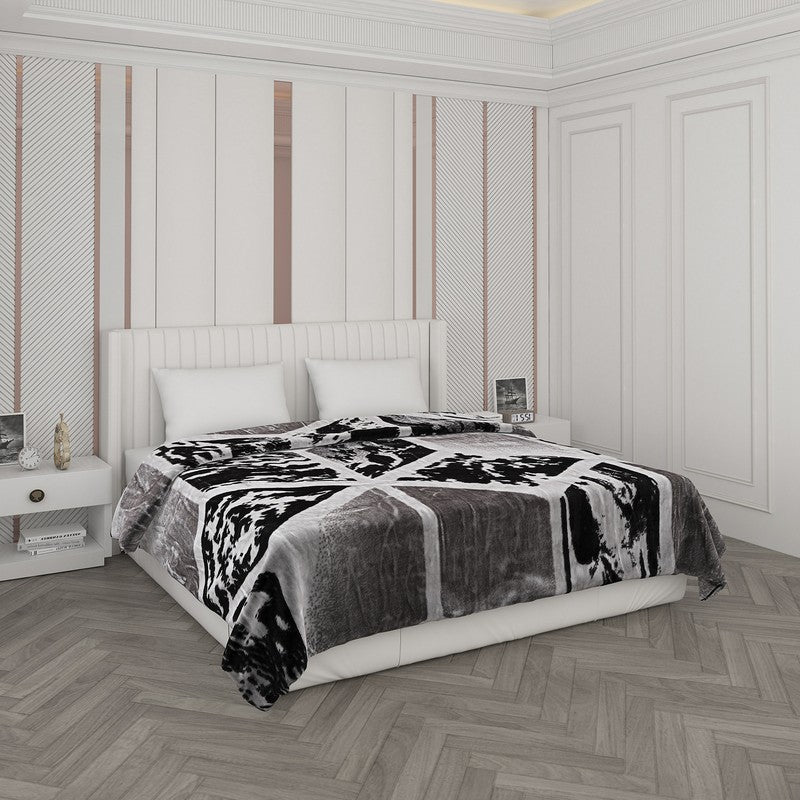 Monte Carlo Mosaic Diamond Blanket (Black) - 850 GSM - Queen/Double