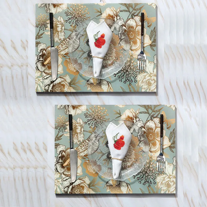 Golden Fleur Enamel Coated Table Mat - Set Of Two media 1