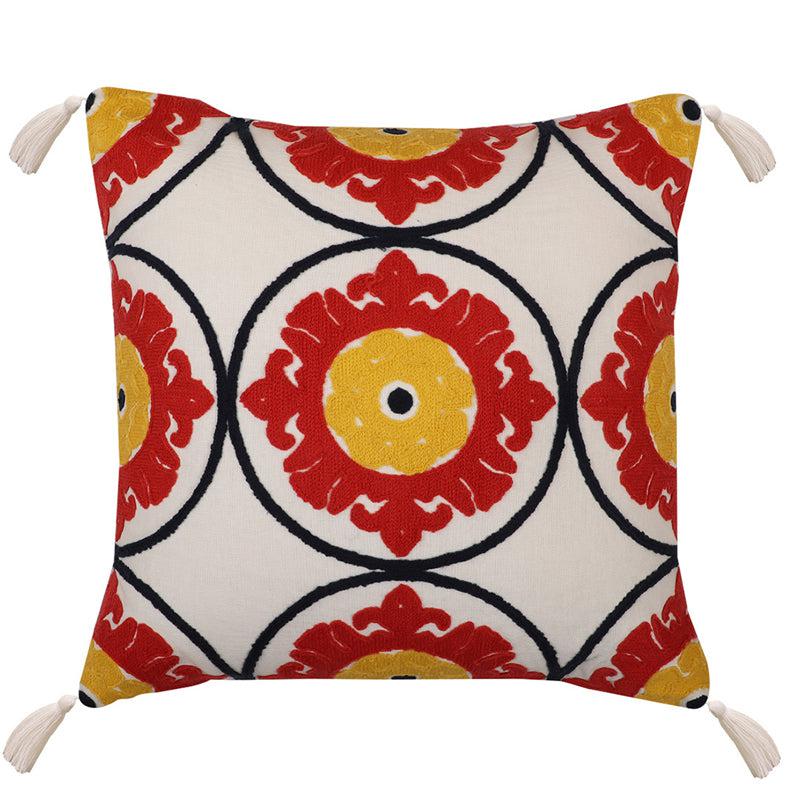 Summer Sundial Embroidered Cotton Cushion Cover - Set Of Two media 3