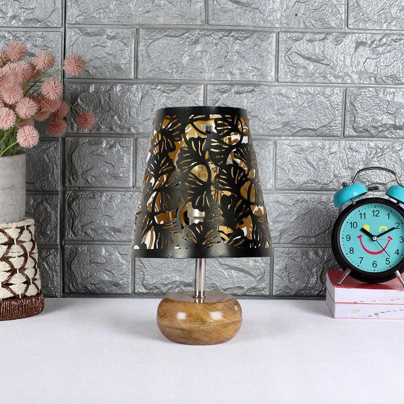 Astrova Flora Etched Metal Table Lamp - Black,Brown media 3