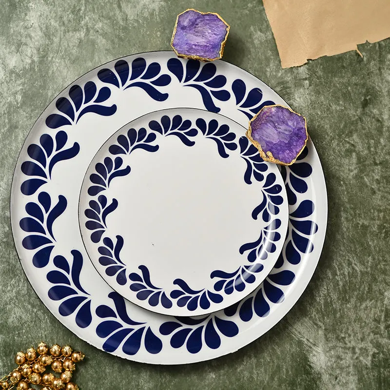 Blue Pottery Metal Platter - Set of Two media 1