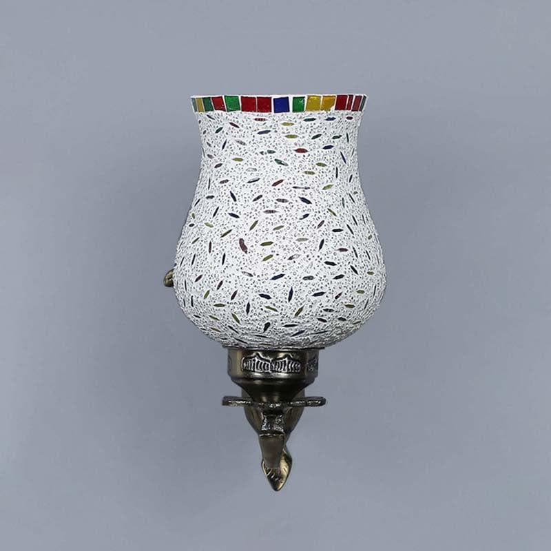 Speckled Mosaic Glass & Metal Wall Lamp media 5