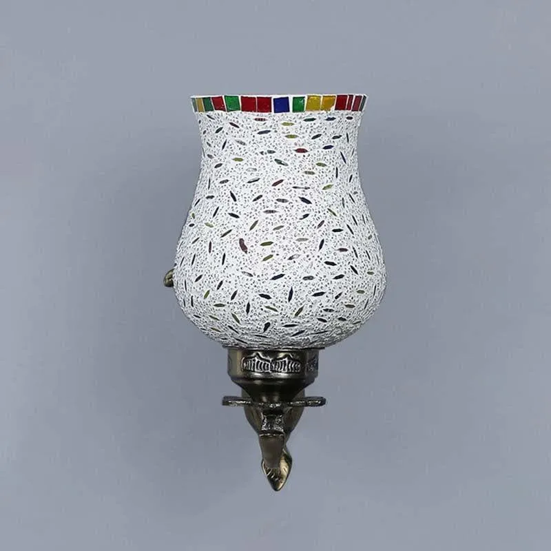 Speckled Mosaic Glass & Metal Wall Lamp media 5