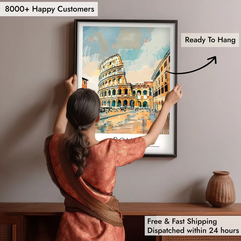 Vintage Coliseum Framed Canvas Wall Painting media 6