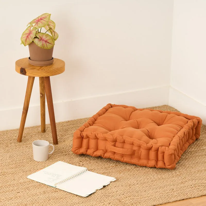 Fluffscape Solid Cotton Floor Cushion - Brown media 1
