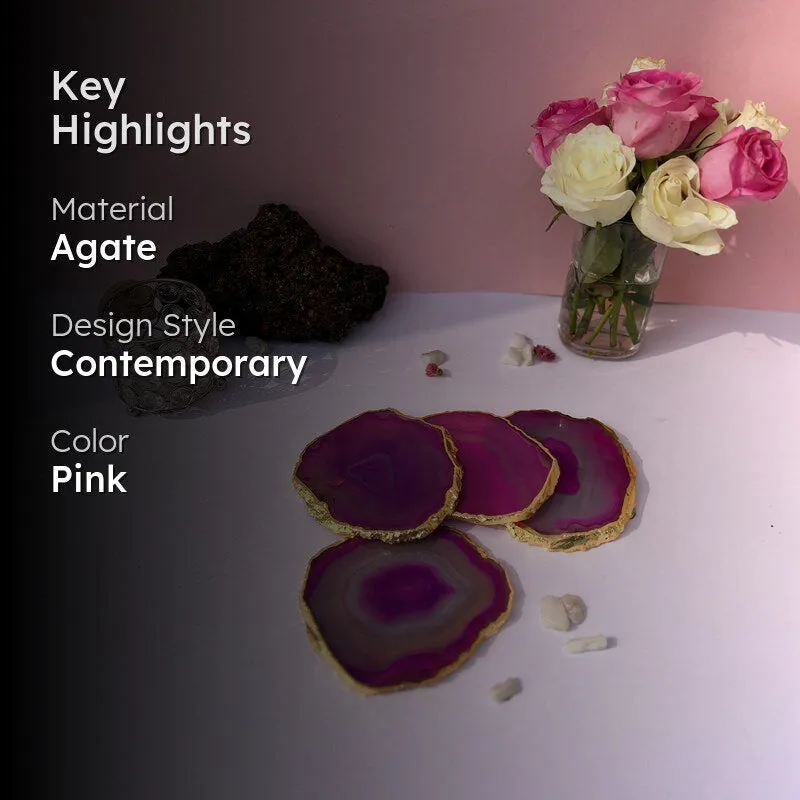 Candra Handcrafted Brazilian Agate Coaster (Pink) - Set Of Four media 2