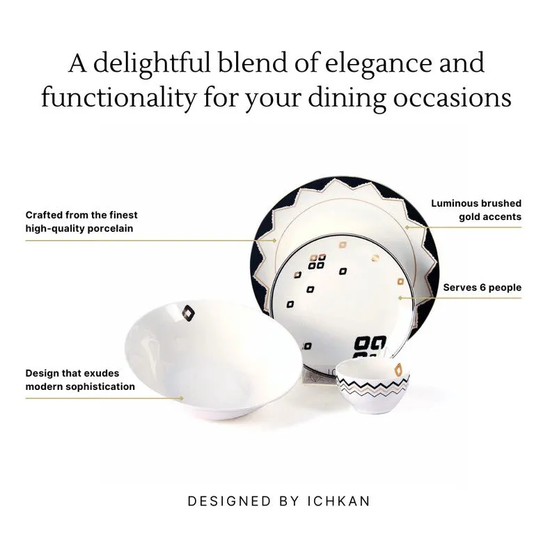 Urban Elegance 24k Gold Brushed Dinner Set (White,Black)- 20 Piece Set media 10