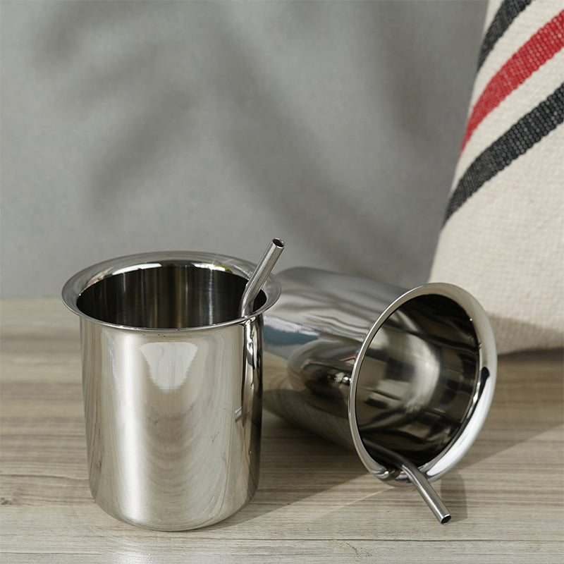 Altomer Stainless Steel Tumbler With Straw (225 ML) - Set Of Two media 4
