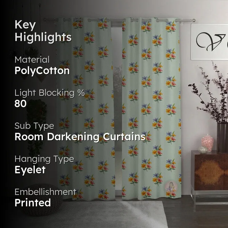 Garden Floral Aura Curtains - Set of Two media 2