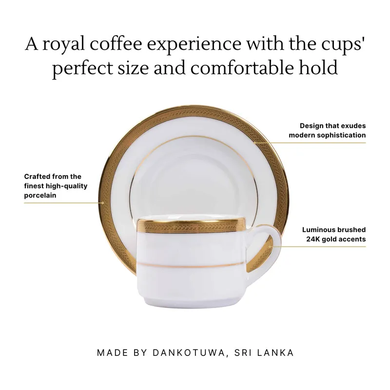 Vienna 24k Gold Brushed Porcelain Tea Cup & Saucer (Gold/280 mL) - Set of Six media 7
