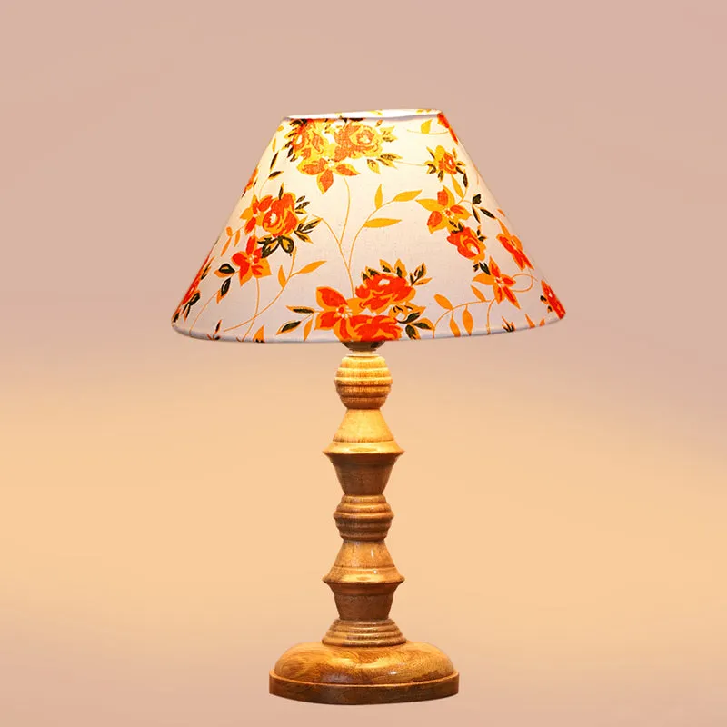Fleur Cone Timber Wooden Table Lamp - Orange media 4