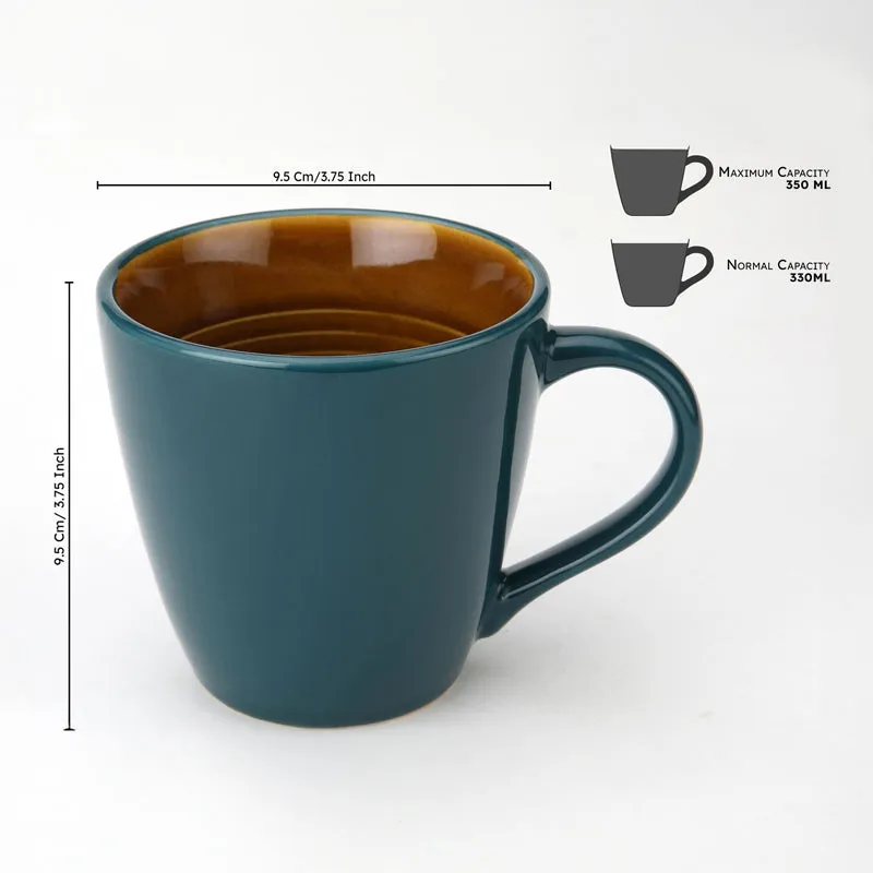 Karvaa Ceramic Coffee Mug (Cyan/350 mL Each) - Set Of Six media 8