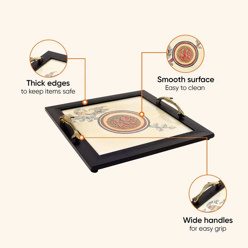 Surbhi Wood & Metal Serving Tray media 11