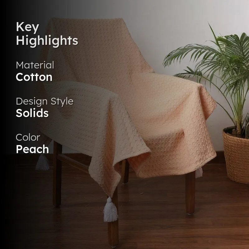 Tender Loom Knitted Cotton Throw - Peach media 2