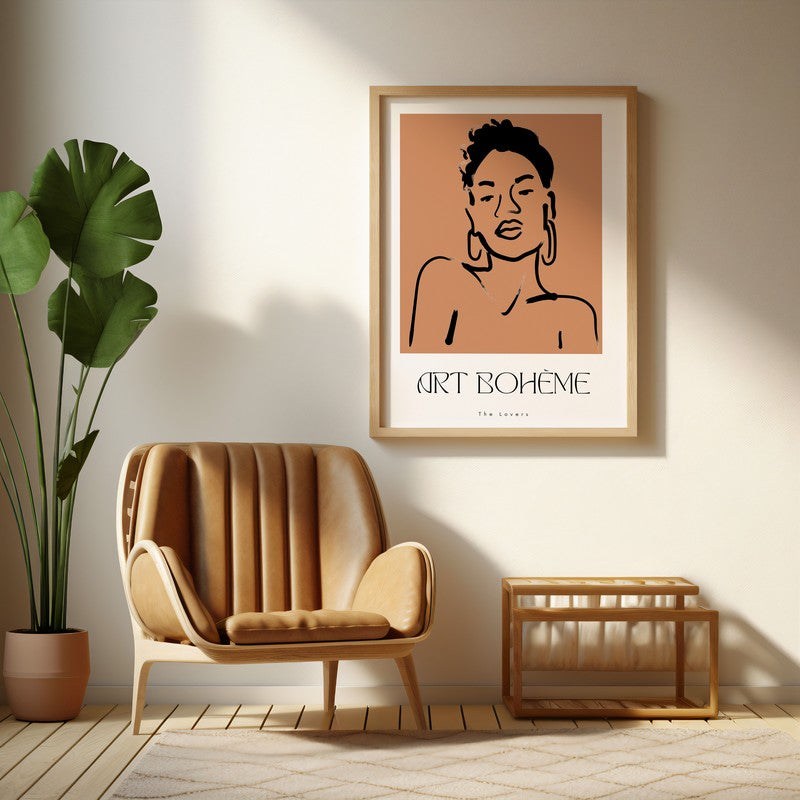 Forza Delicata Archival Canvas Wall Art - Natural Brown Frame