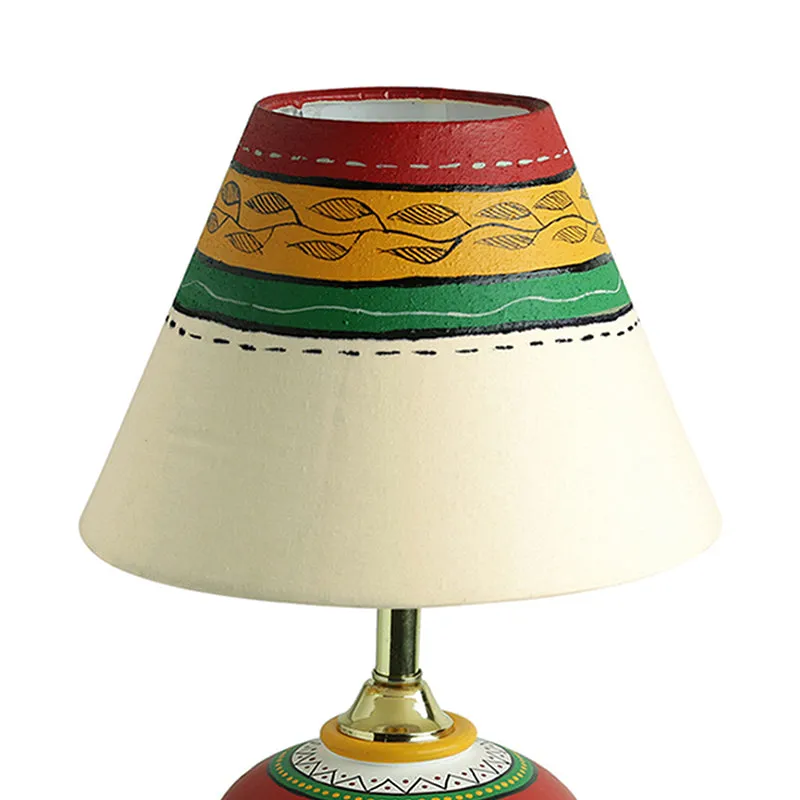 Mitti Kala Warli Terracotta Table Lamp - Multicolor media 3