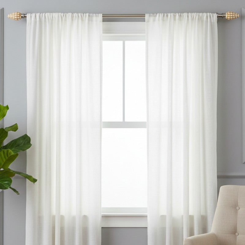 Checker Rod Extendable 1" Single Curtain Rods With Oval Finial & Brackets media 4