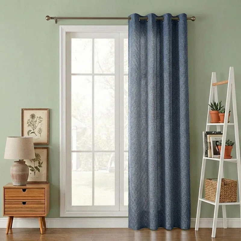 Form Ease Cotton Room Darkening Curtains - Navy Blue media 1