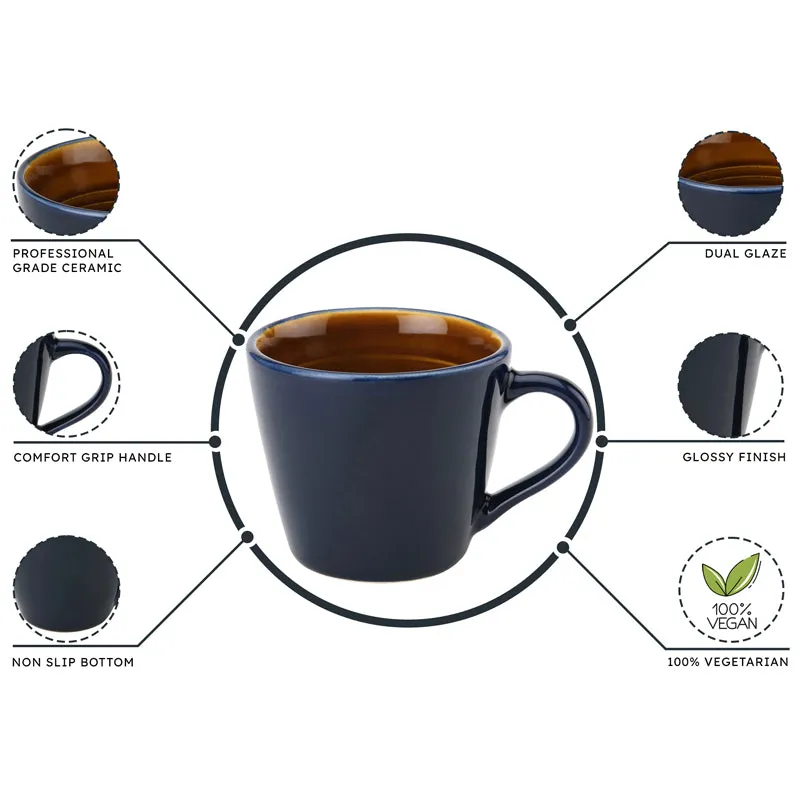 Karvaa Ceramic Tea Cup (175 mL Each)/Royal Blue)- Set of Six media 6