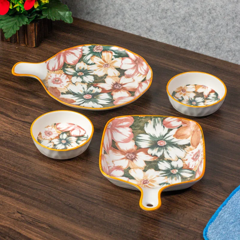 Blush Petal Porcelain Platter - Four Piece Set media 1