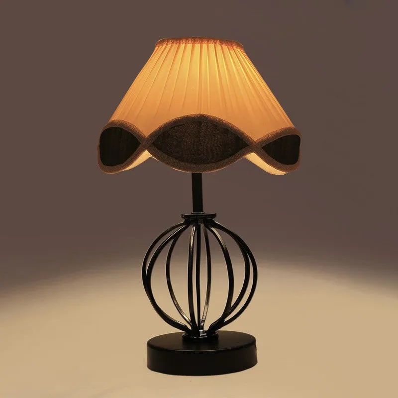 Auryssa Cotton Table Lamp With Wooden Base - Ivory media 6