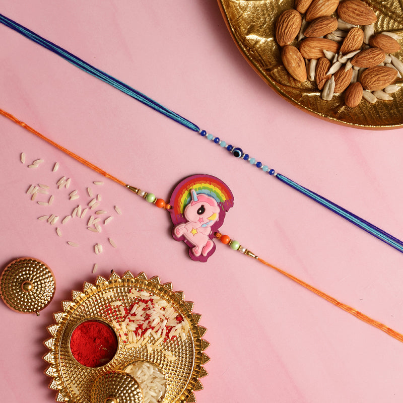 Unicorn II Rakhi with Roli Chawal - Three Piece Set