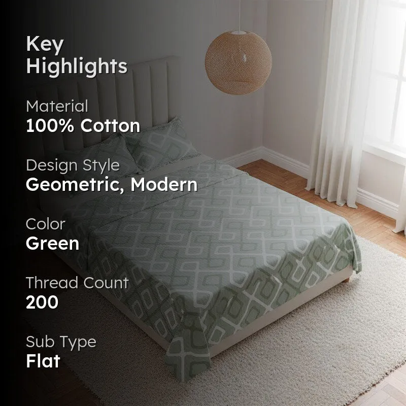 Nannia Neo Cotton Bedsheet (Green) - 200 TC media 2